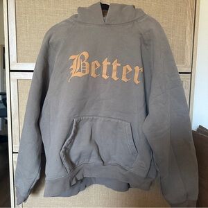 Better Gray Graphic Hoodie Size Large Streetwear Gym Athleisure